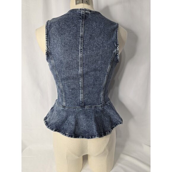 GUESS Women's Devika Denim Peplum Top Size Medium - Picture 3 of 12